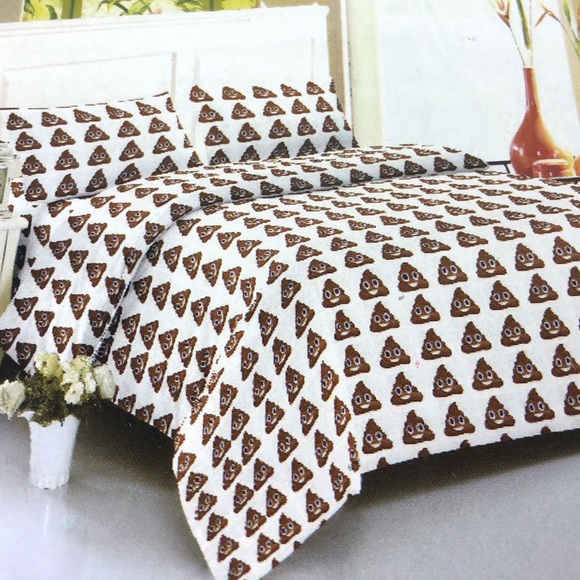 Poop 💩 Emoji Comforter Sheet Pillowcase Set Twin - Picture 5 of 8